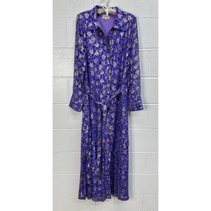 CIEBON Jynai Long Sleeve Shirt Dress Lavender Gold Metallic Star / Women's Large